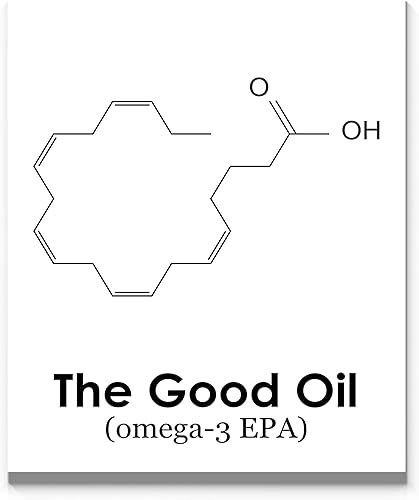 The Good Oil Omega-3 EPA Molecule Wall Art 11"x14" Unframed Art Print Black on White for Office, Reception, Waiting Room or Kitchen Décor. Ideal For