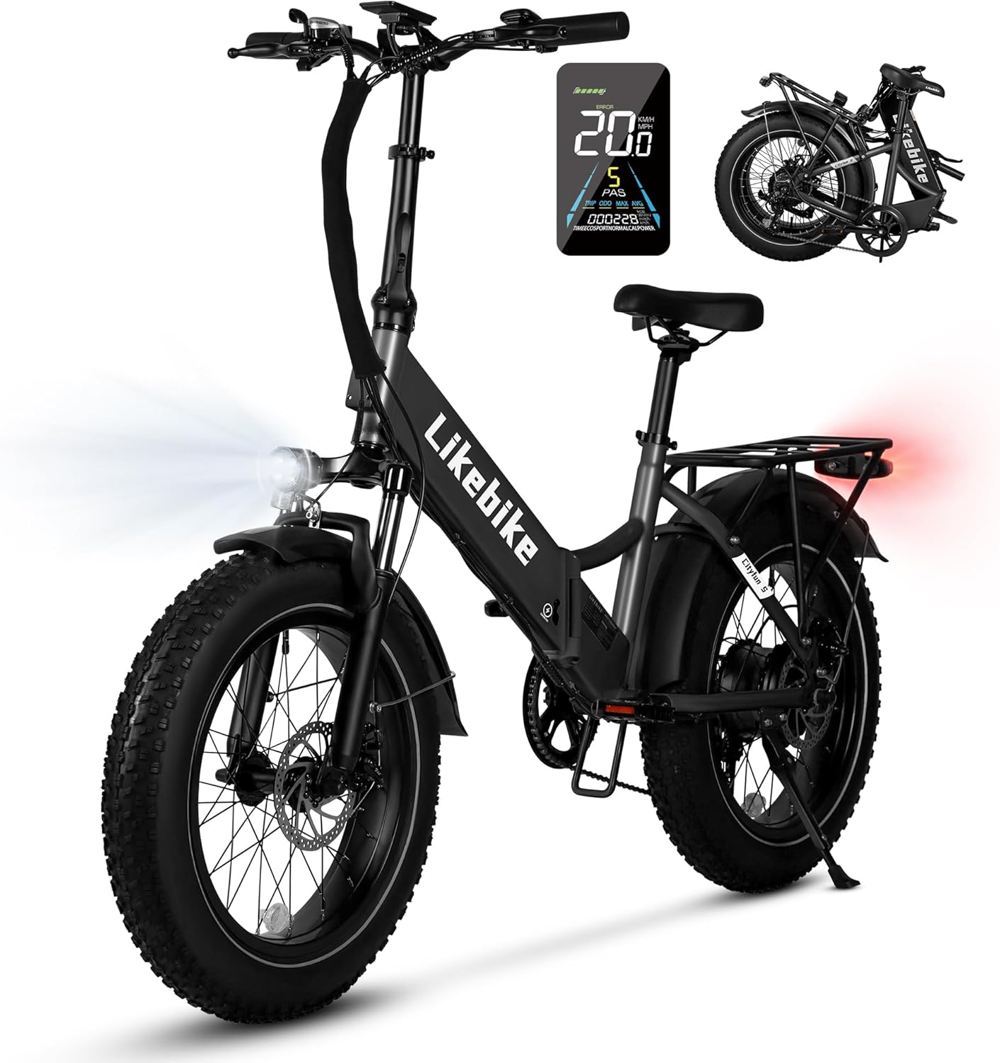 Electric Bike for Adults,Peak 720W Motor,20MPH Folding Ebike,48V 10.4AH Removable Lithium Battery, 20'' Fat Tire Electric Bicycles Commuter for Women & Men,7 Speed Mountain Ebike UL Certified Electric Bike for Adults,Peak 720W Motor,20MPH Folding Ebike,48V 10.4AH Removable Lithium Battery, 20” Fat Tire Electric Bicycles Commuter for Women & Men,7 Speed Mountain Ebike UL Certified
