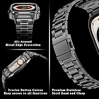 Vista 4 de MioHHR Correa de reloj de acero inoxidable con funda compatible con Apple Watch Ultra 3 2 1 (1.732 pulgadas), correa resistente con cubierta Negro