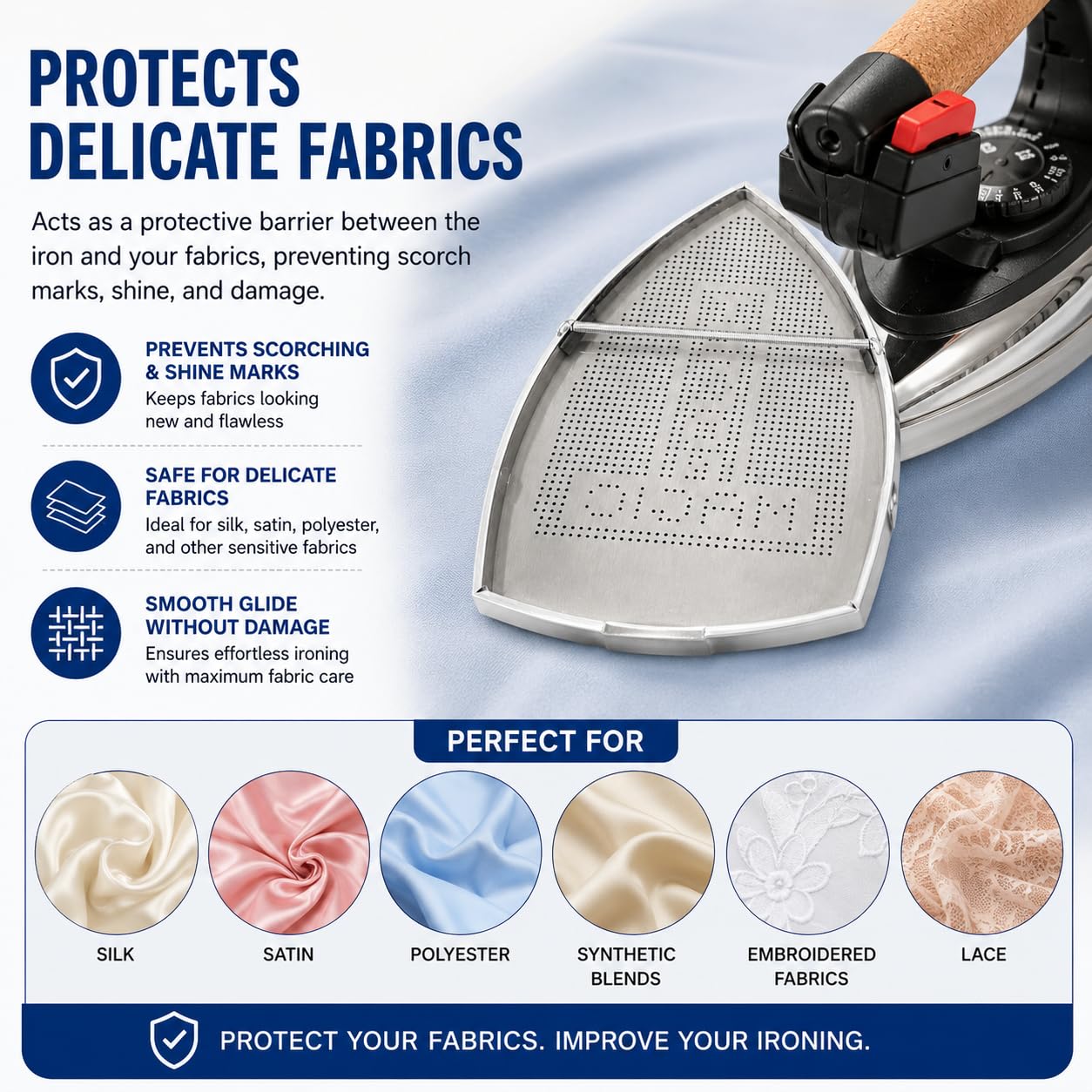 Zenith Pack of 2 Teflon Ironing Shoes - ES-300L Big Size | Fits Silver Star & OW-BOOS ES-300L Steam Irons | Non-Stick Surface for Smooth Gliding | Protects Fabric & Soleplate from Heat & Residue 3