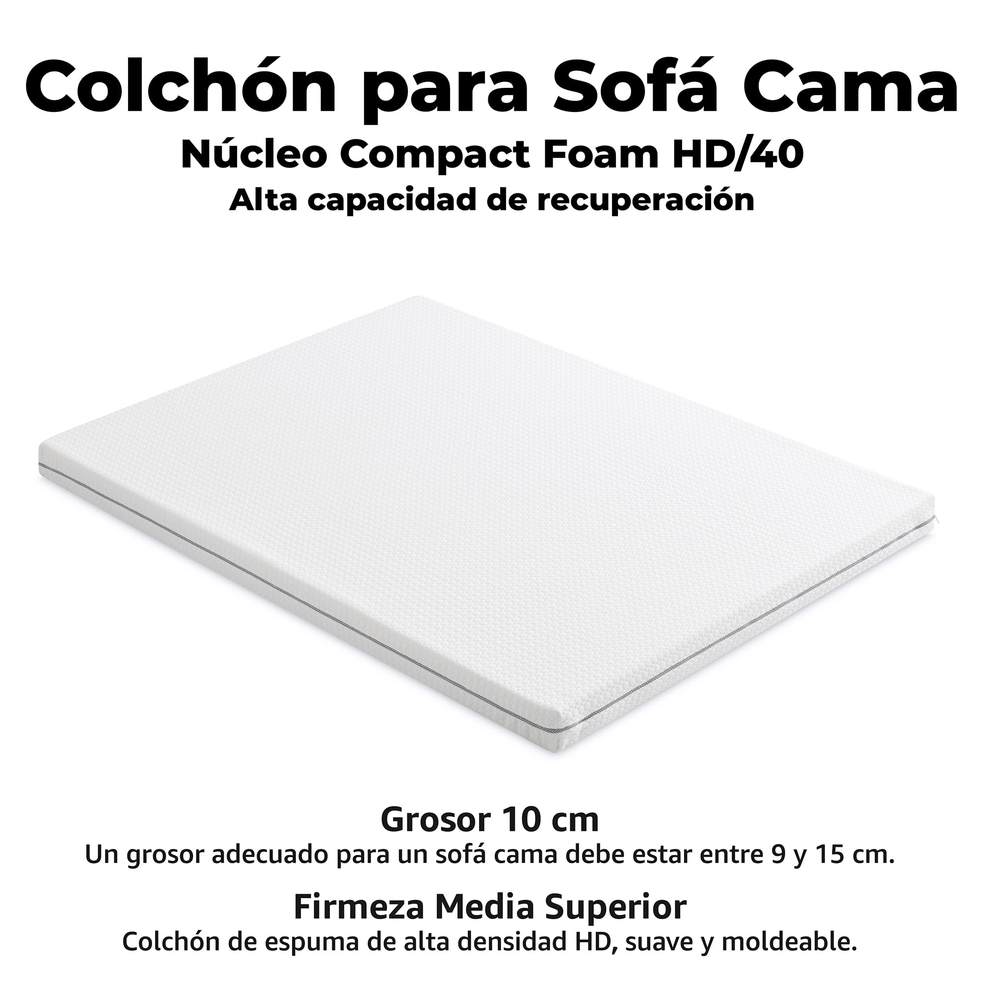 Colchón Sofá Cama 140x180x10 Matrimonio Doble. Burbujas. Altura 10 cm. Funda con Cremallera Lavable y Transpirable. Núcleo Espuma HD