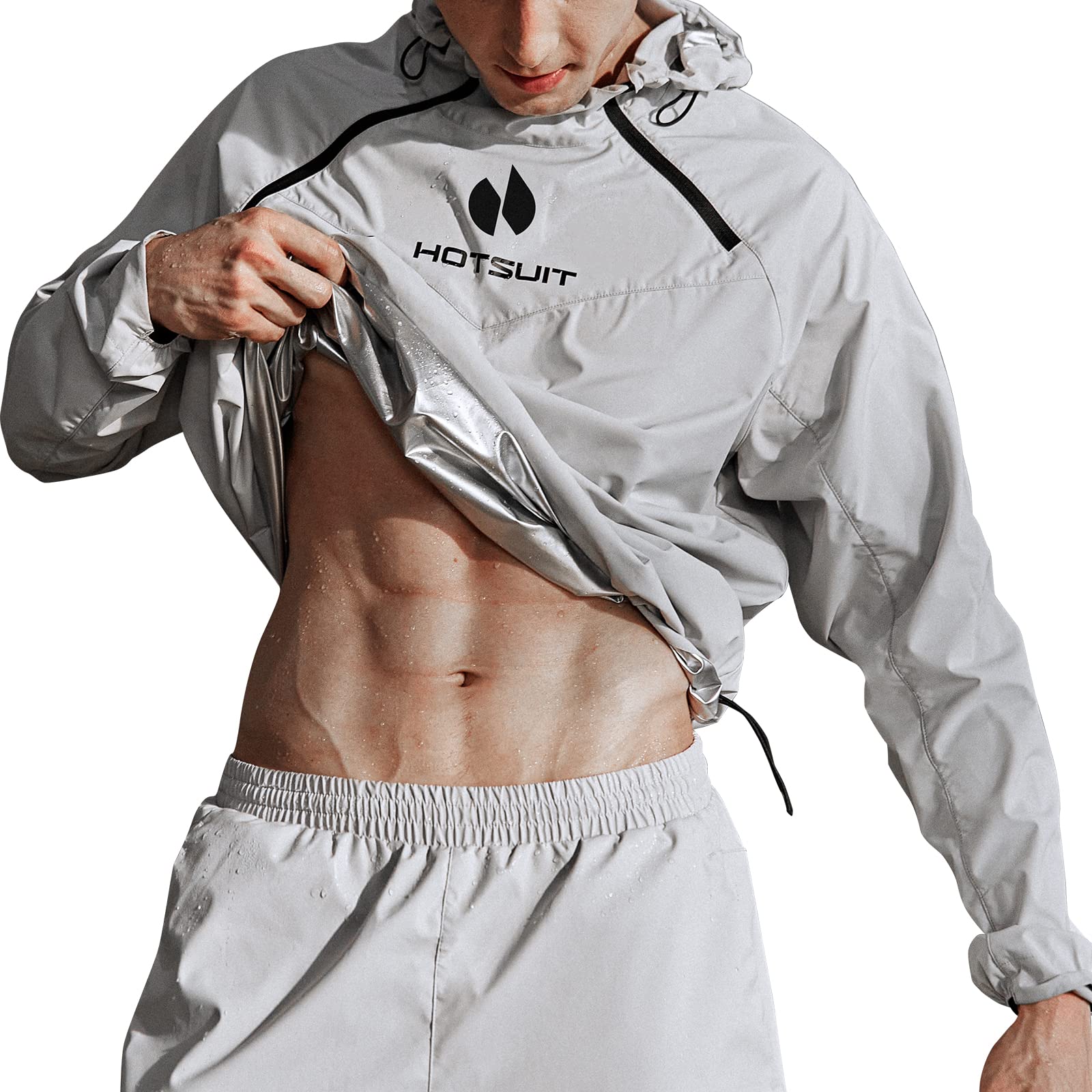 HOTSUIT High Tech Men’s Sauna Suit Sweat Jacket for Fitness Temperature Sensitive Logo Machine Washable