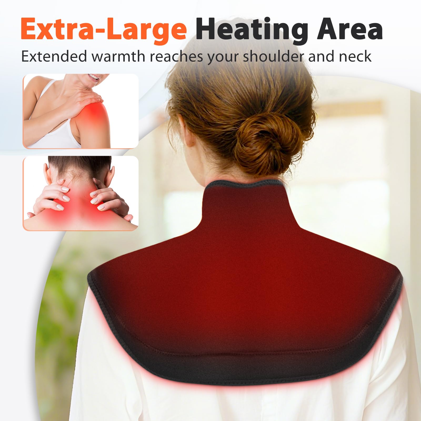 Coussin Chauffant Sans Fil Pour Le Cou Et Les Épaules, Chauffage De Cou Portable Avec Commande Tactile, 4 Niveaux De Chaleur Et 5 Minuteries, Batterie 8,4V 4000mAh, Également Pour Dos Et L'abdomen