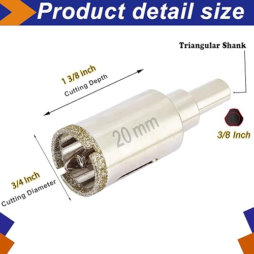 Miniatura 3 de DaduoRi Sierra perforadora de diamante de 34 pulgadas con broca piloto, brocas para azulejos de porcelana, granito, cerámica, mármol, vidrio,
