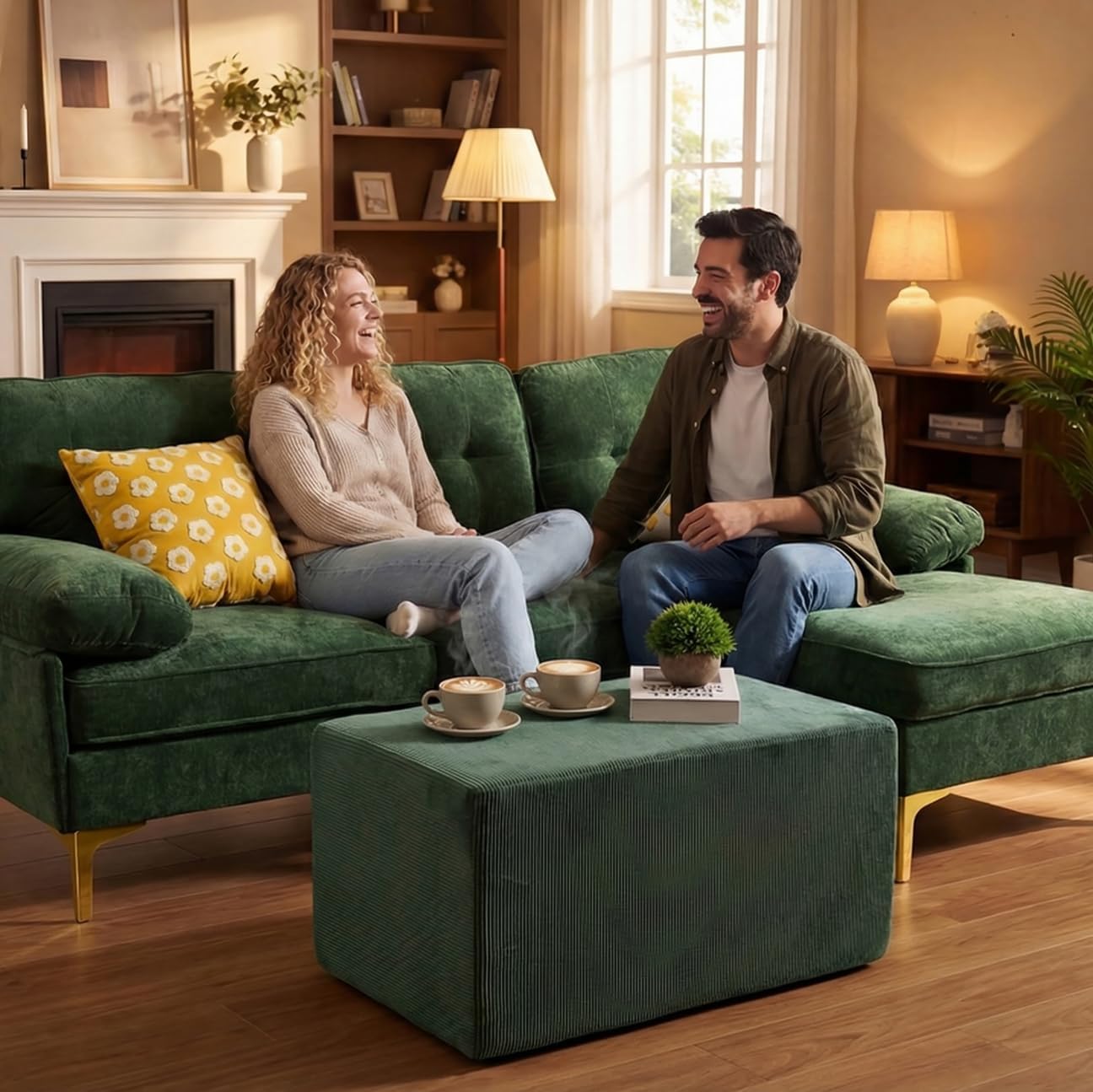 Rectangle Stuffed Pouf Ottoman,Poufs with Foam Chunk Filling,Furry and Fluffy Pouf Foot Stool Ottoman