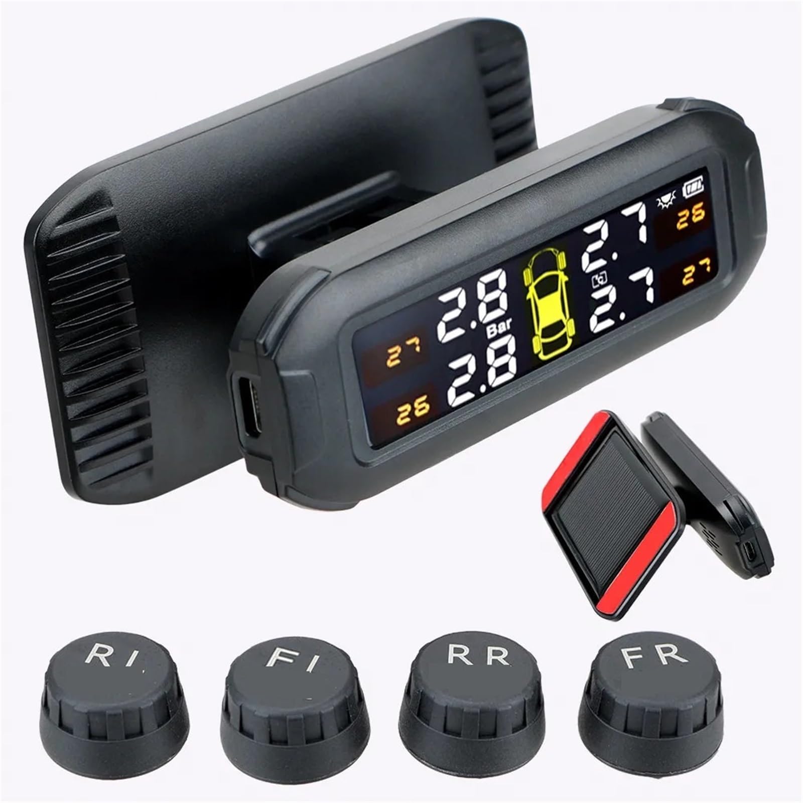 System monitorowania ciśnienia w oponach Solar TPMS Ostrzeżenie o temperaturze Tester ciśnienia w oponach samochodowych 4 czujniki Narzędzia(Solar TPMS A)
