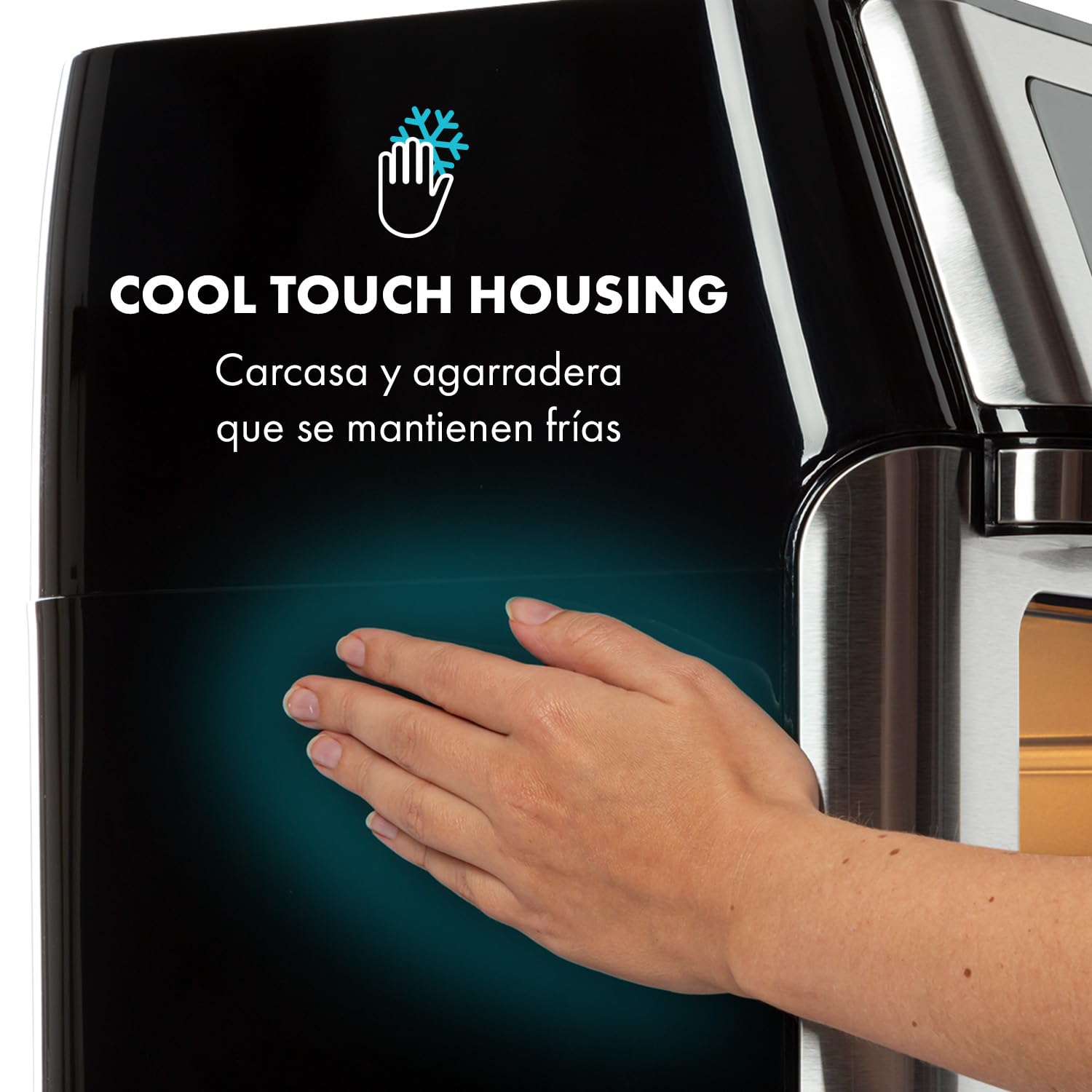 Klarstein AeroVital Fry - Freidora de Aire, 3D Heating System 1500 W, Volumen XL 10 L, 9 Programas, Carcasa Cool-Touch, Temporizador 60 min, Termostato hasta 220 C, Pantalla Tactil, Negro/Plata