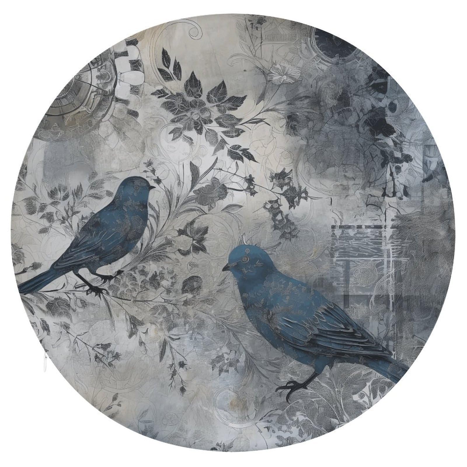 Wsoihfec Style Bird Pattern Seat Cushion Round Chair Pad