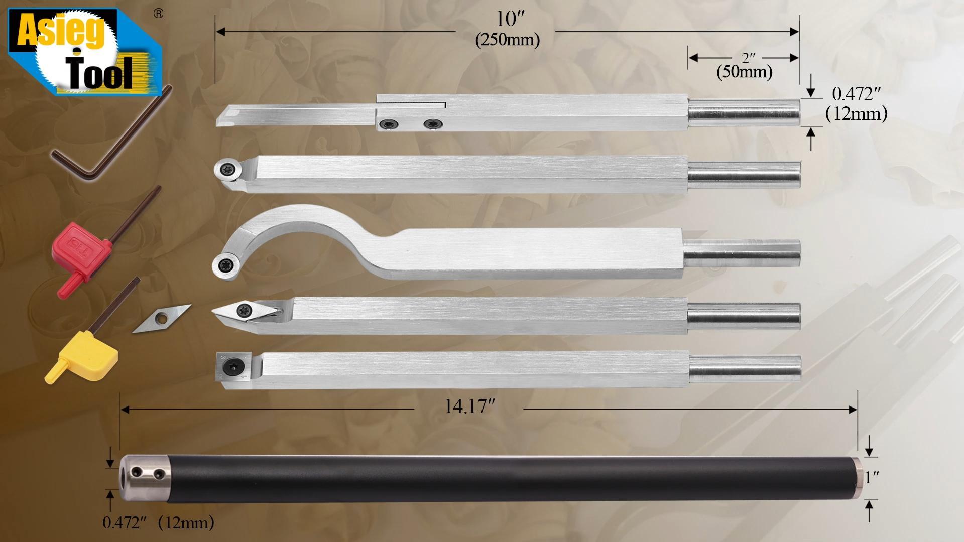 AT05 Carbide Tipped Wood Turning Tool Set - 5-Piece Lathe Kit With - View #8
