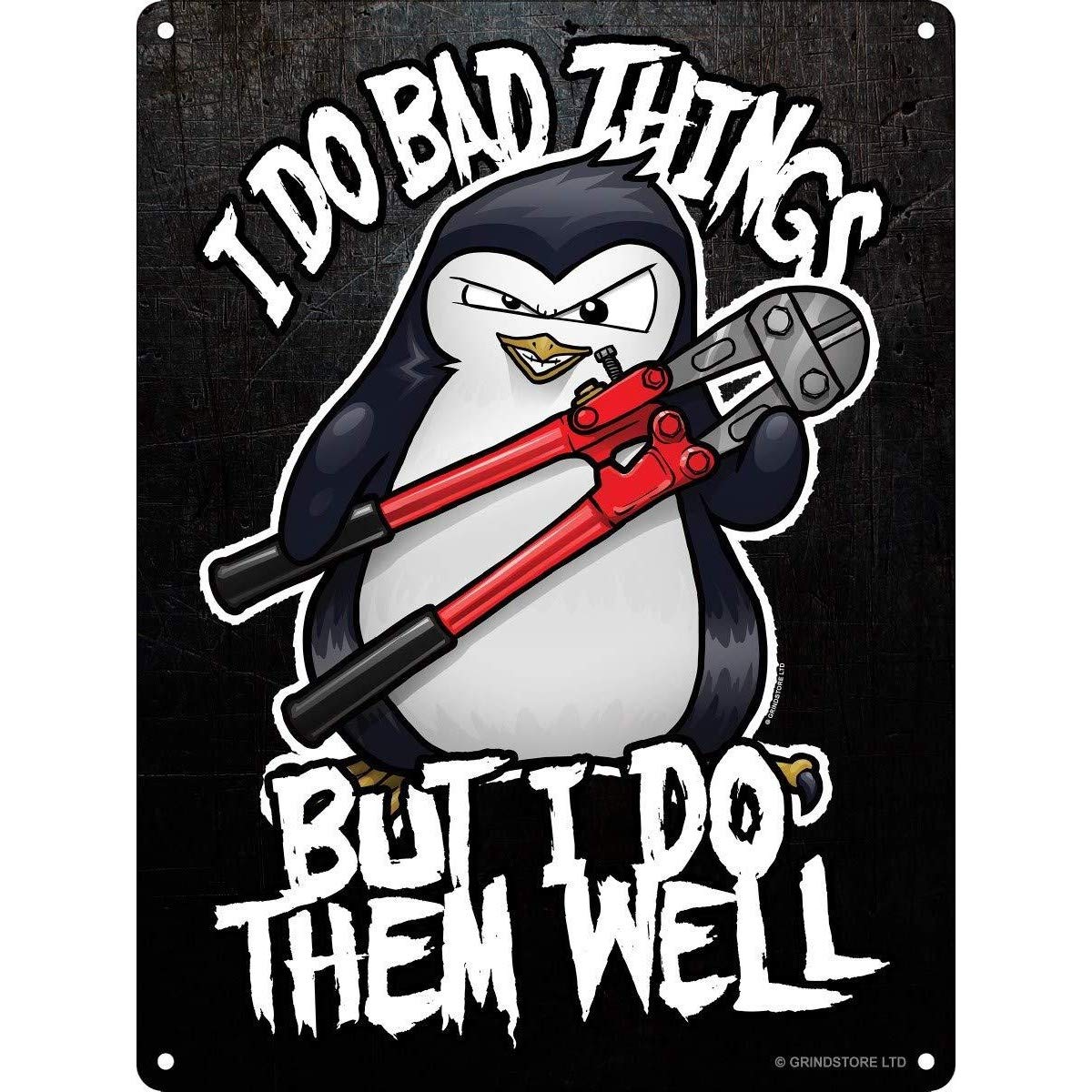 Psycho Penguin Nc I Do Bad Things Mini Tin Sign 15 X 20Cm