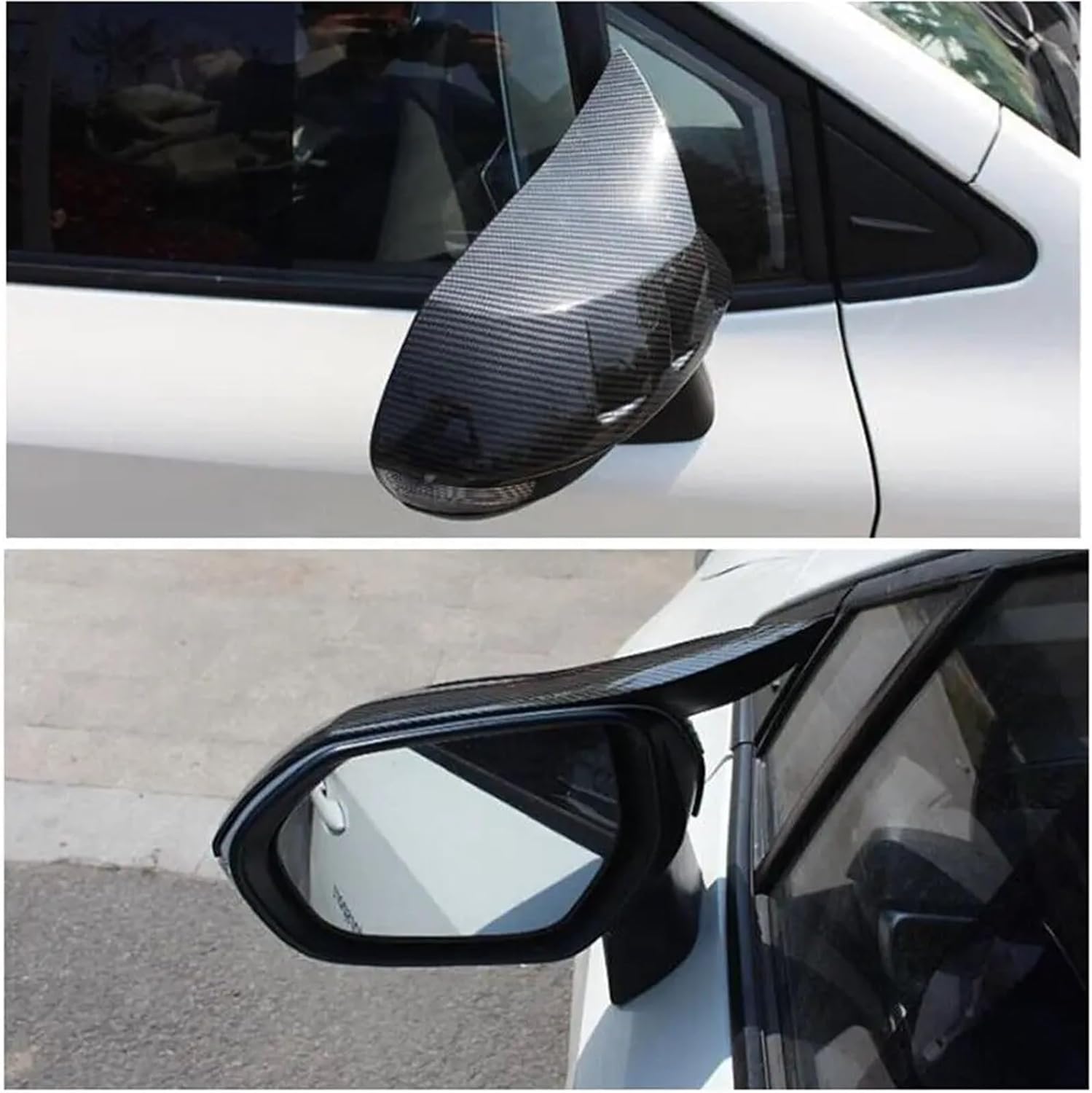 Compatible For Toyota Corolla 2019-2023 Car Rearview Side Mirror Cover Horn Wing Cap Exterior Door Rear View Case Trim Shell Housing Add On (Color : Carbon)