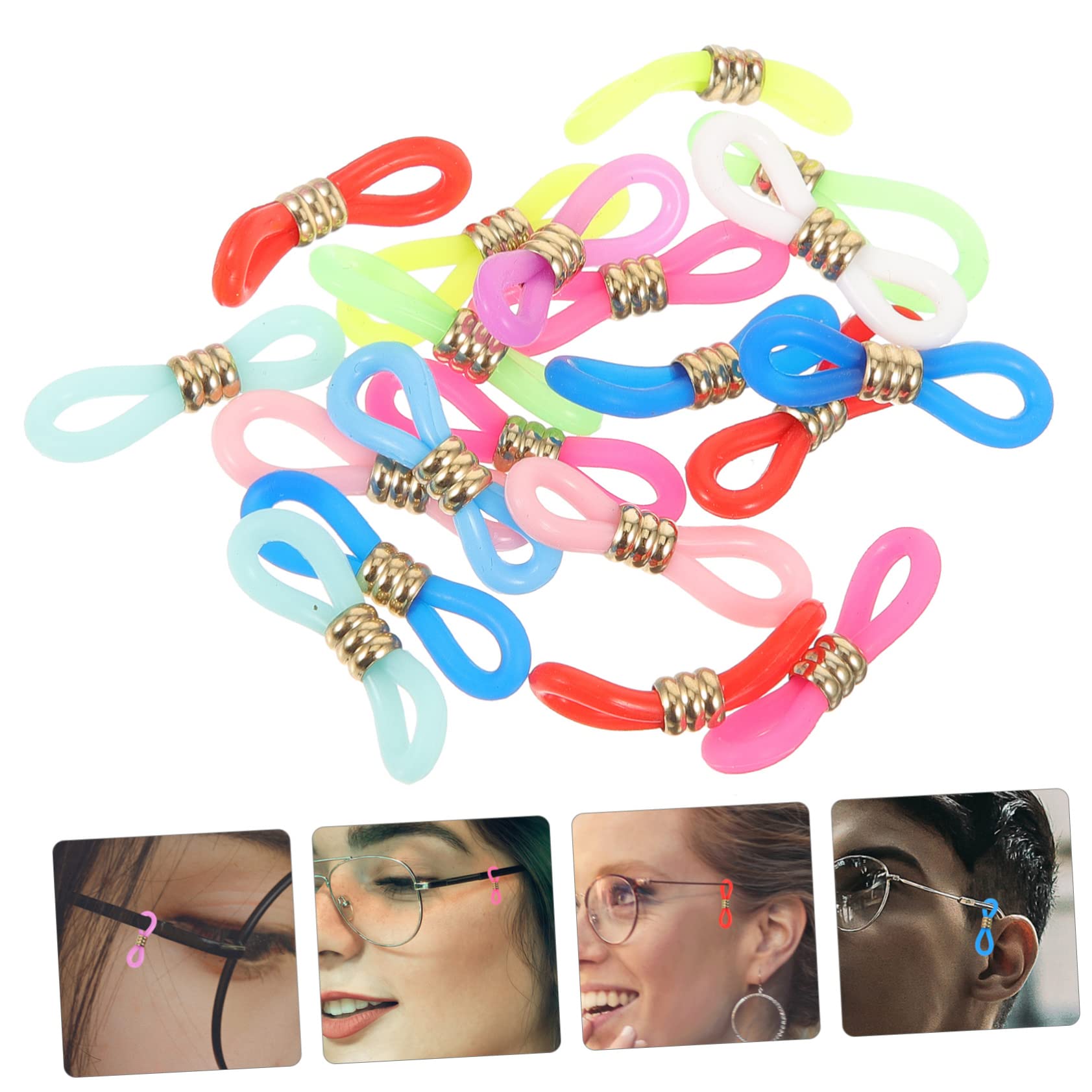 Holibanna Lot de 60 Embouts en Silicone Antidérapants pour Lunettes Connecteurs en Métal, Support de Chaînette Réglable, pour Accessoires Lunettes et Maintien Sécurisé Couleur Aléatoire