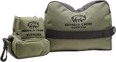 Buffalo Creek Supplies Shooting Bag All-Weather Rifle Rest Sandbag for Bench Shooting, Hunting, Target Practice & Competition – Front & Rear Set – Filled