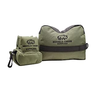 Buffalo Creek Supplies Shooting Bag All-Weather Rifle Rest Sandbag for Bench Shooting, Hunting, Target Practice & Competition – Front & Rear Set – Filled - Amazon product rated Grade A