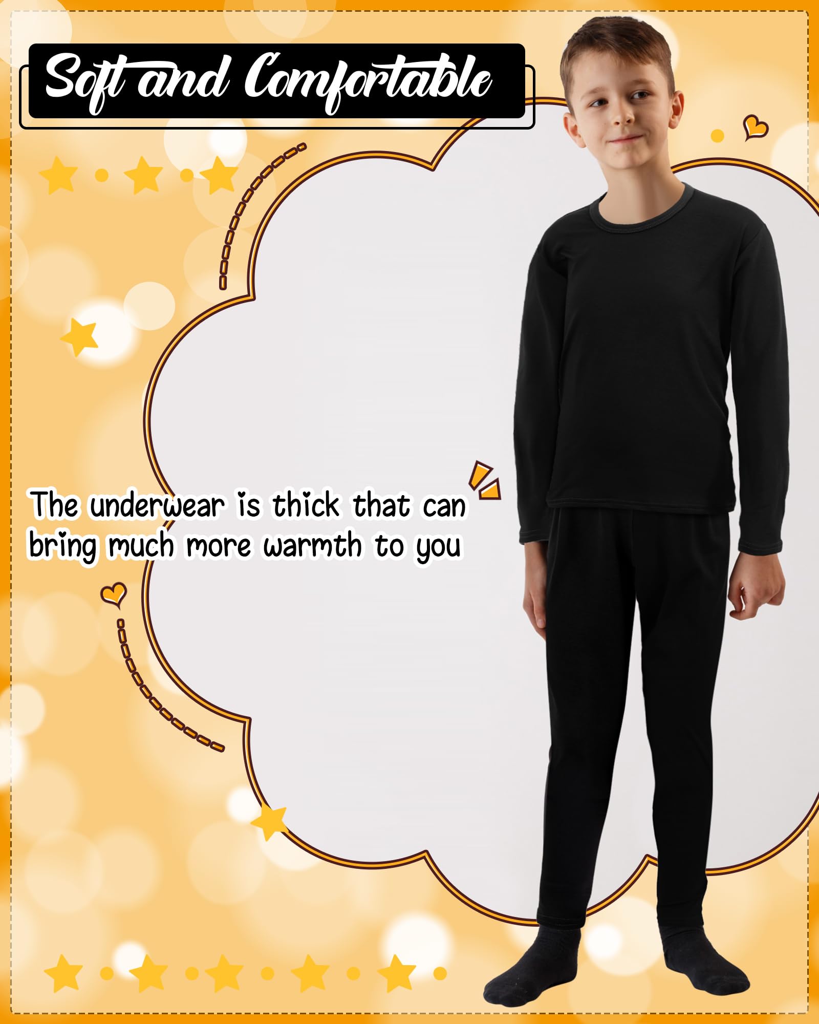 Taiyin 6 Sets Jungen Thermounterwäsche Warm Weich Thermo Top und Lange Unterwäsche Winter für Kinder Jungen