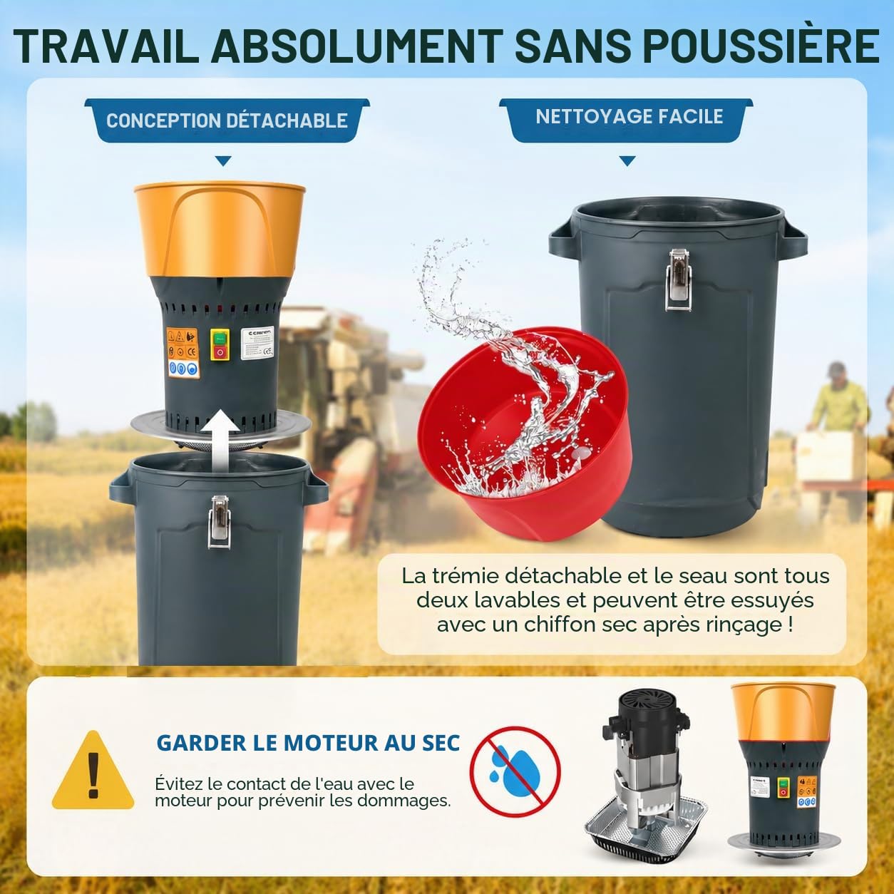 25L Moulin à céréales électrique Moulin à maïs Moulin agricole Moulin à céréales Machine pour céréales maïs blé fourrage Moulin à Farine Moulin 7 Tailles Grinder Tamis + 1 Clé