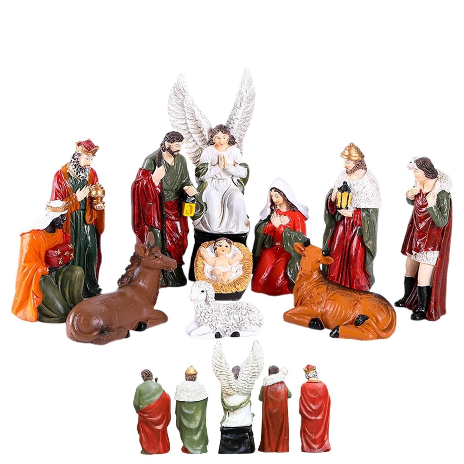 Krippenkasten-Set, Ornamente, Weihnachtskrippen-Set, 10-teiliges Krippenfiguren-Set Aus Kunstharz, Weihnachtsfiguren, Tischszenen, Krippensets Und Figuren, Krippenstall