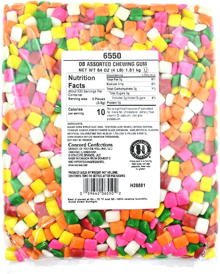 Tootsie Roll Dubble Bubble Assorted Colors Chicle Tab Chewing Gum, Gumball Machine Refills, Assorted Chicle, 64 Ounce