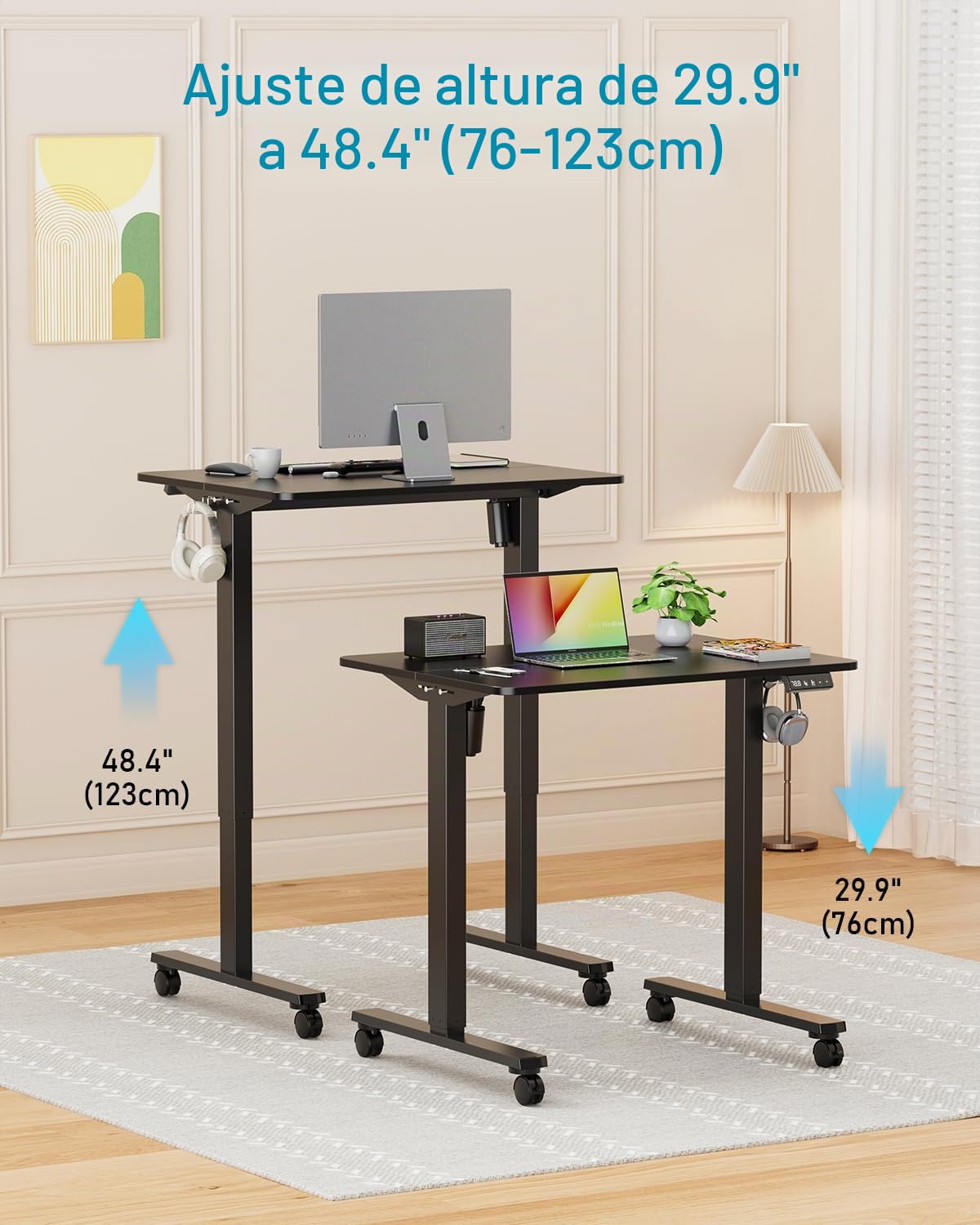 Soporte de mesa eléctrico de altura regulable, color negro
