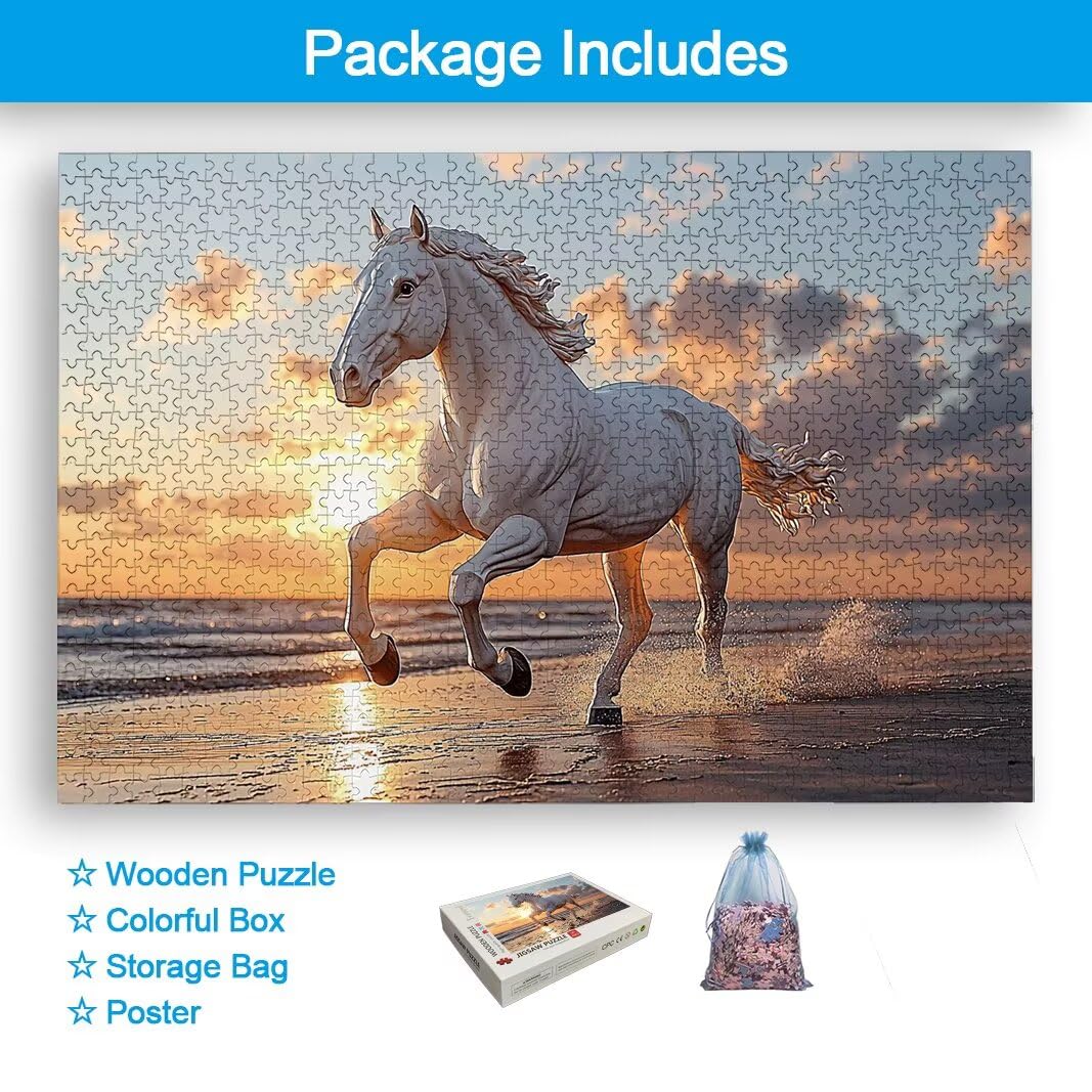 Puzzle 2000 Piezas, Puzzle Caballo de Madera para Adultos, Regalos -2644