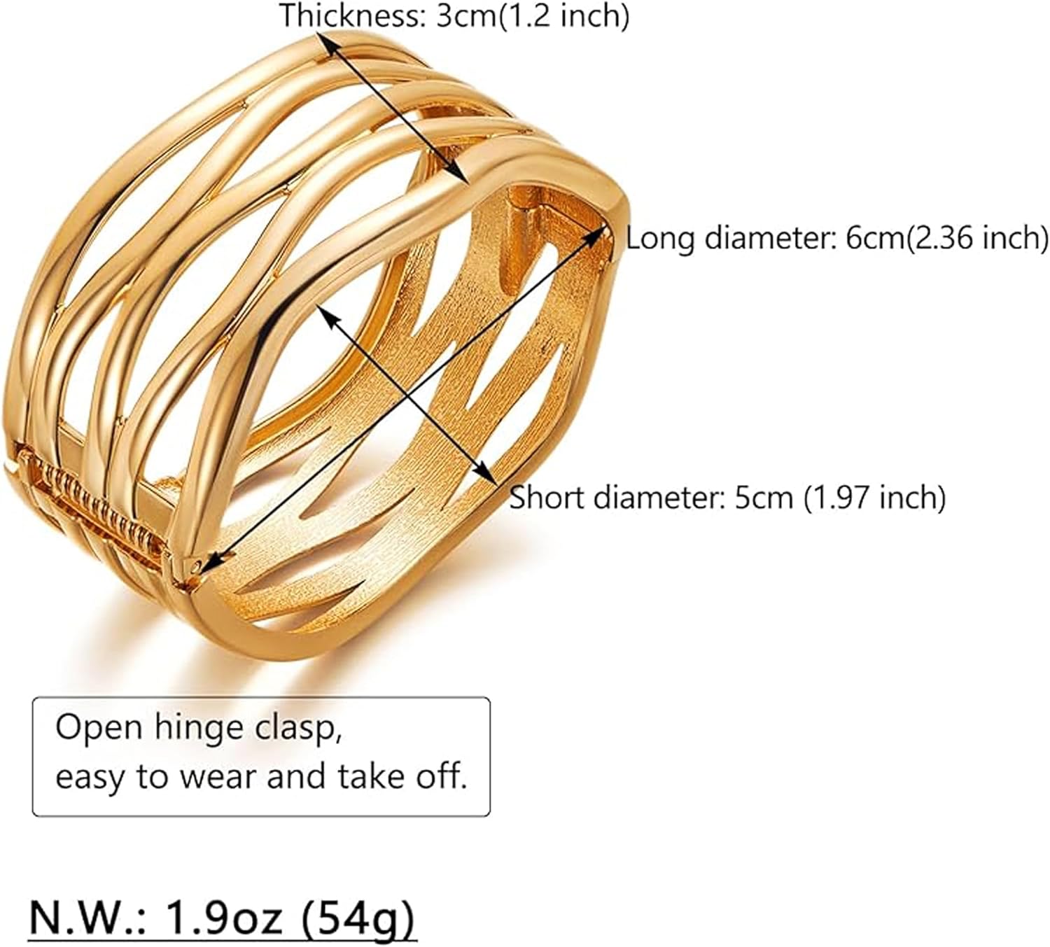 18K Gold Plated Chunky Bangle Bracelets for Women Trendy No-tarnish Open Bangles Irregular Minimalist Geometric Arm Cuff Bracelet Jewelry Gift For Mom and Girlfriend - Image 3