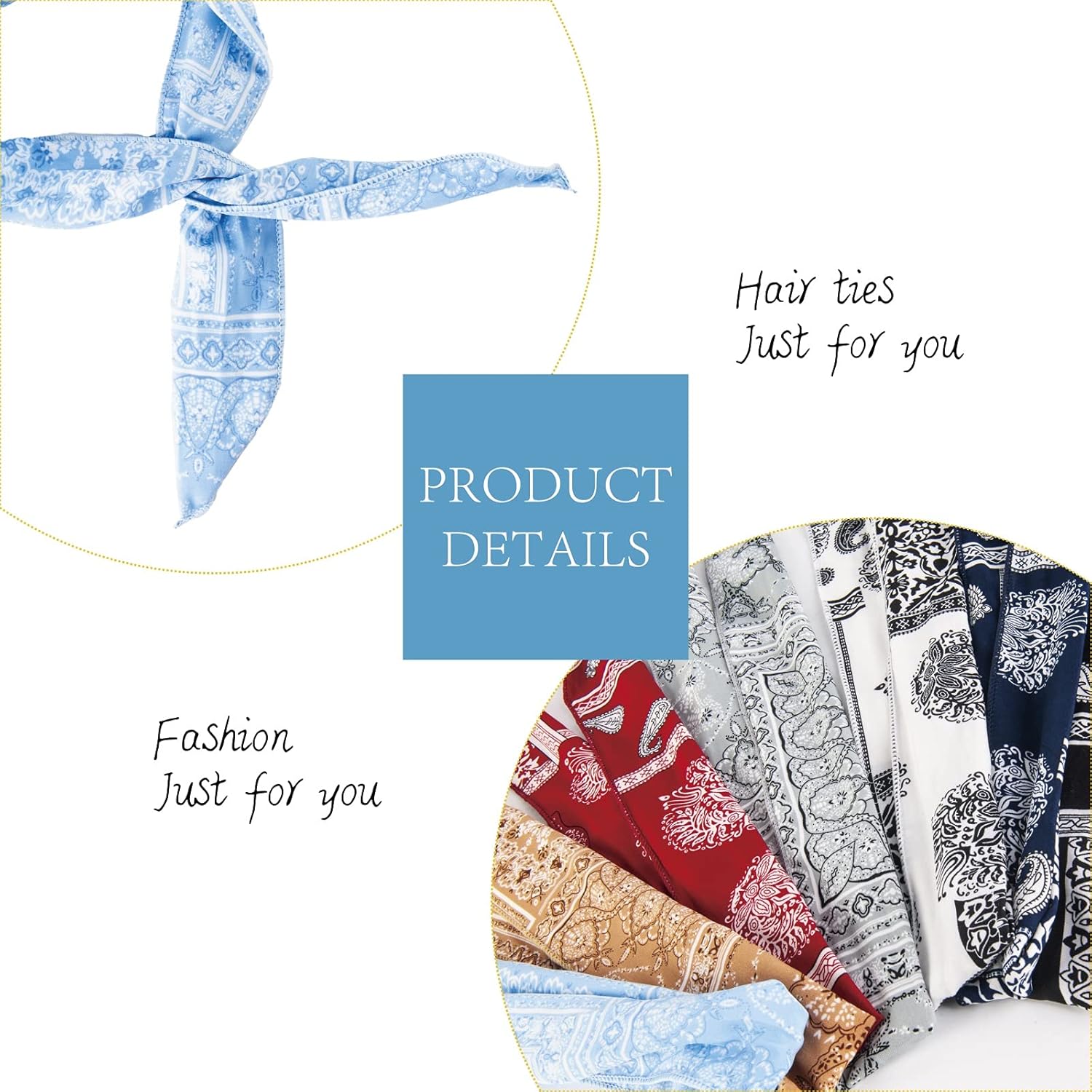 ONEYE Paisley Wire Headbands for Women, 8 Count Pack, Hair Bands Hair Holder Hair Accessories for Workout Yoga Running Soccer Sports, Fashion Wire Headwraps Headband with Twist Bow - Image 2