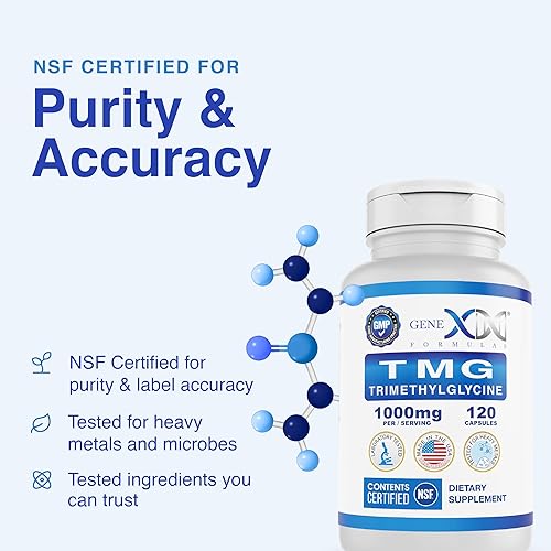 Miniatura 8 de Genex Formulas Suplemento TMG de 1000 mg (120 cápsulas)  Certificado NSF para seguridad, calidad y precisión de etiquetado  Betaína anhidra