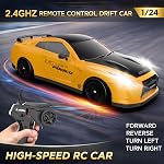 Remote Control Car RC Drift Car 2.4GHz 1:24 Scale 4WD 20KM/H High Speed Model Vehicle with LED Lights Drifting Tire Racing Sport Toy Car for Adults Boys Girls Kids Gift