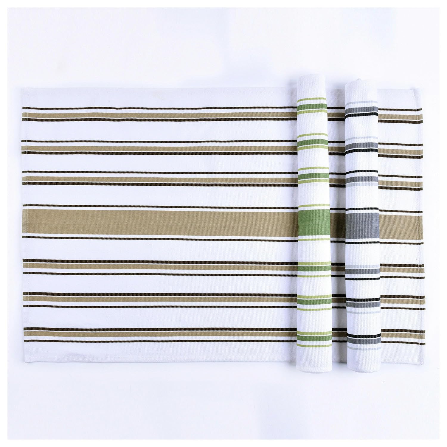ANEIDA 52 * 80cm 6/12/24PCS Grüne Streifen Bedruckte quadratische Tischservietten aus 100% Baumwolle Matte Blockdruck-Baumwollservietten Waschbares bedrucktes blaugrünes Handtuch
