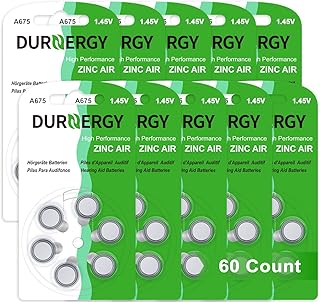 Size 675 Hearing Aid Batteries 60 Count, 1.45 Volt Zinc Air Batteries, ZA675 A675 PR44 Batteries Mercury Free