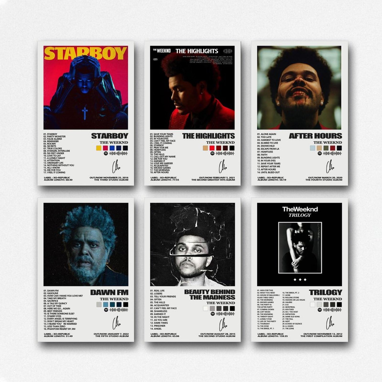 Yuagaiou A Set Of 6 The Weeknd Music Album Poster Wall Art Canvas Posters Room Decorative Aesthetic Poster Print Decor 08x12inch(20x30cm) Style