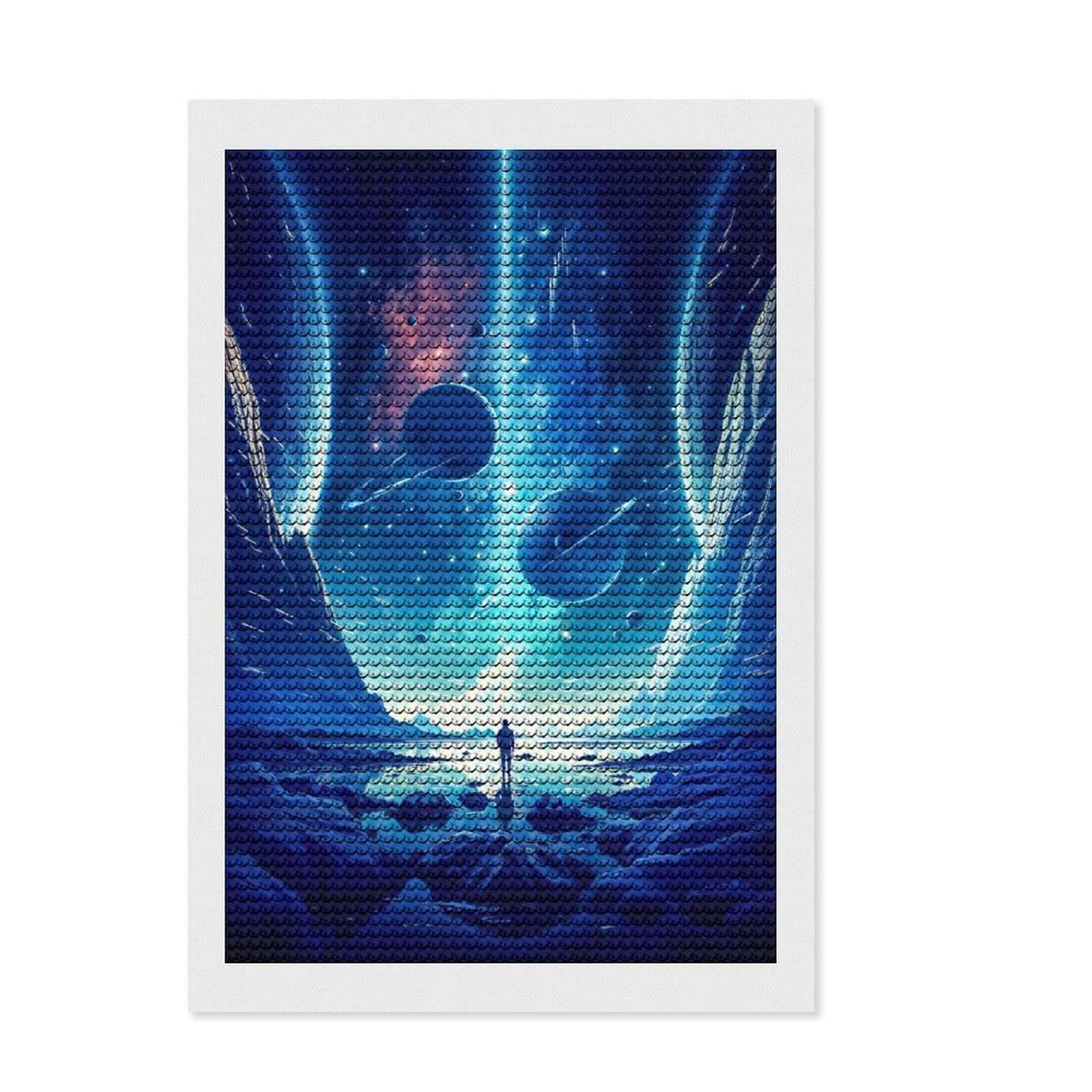 Junmoney The Blue Galaxy Round Drill Diamond Painting 8"x12", for Women, Fun Craft Experience, Bedroom Decor, Holiday Gift Idea