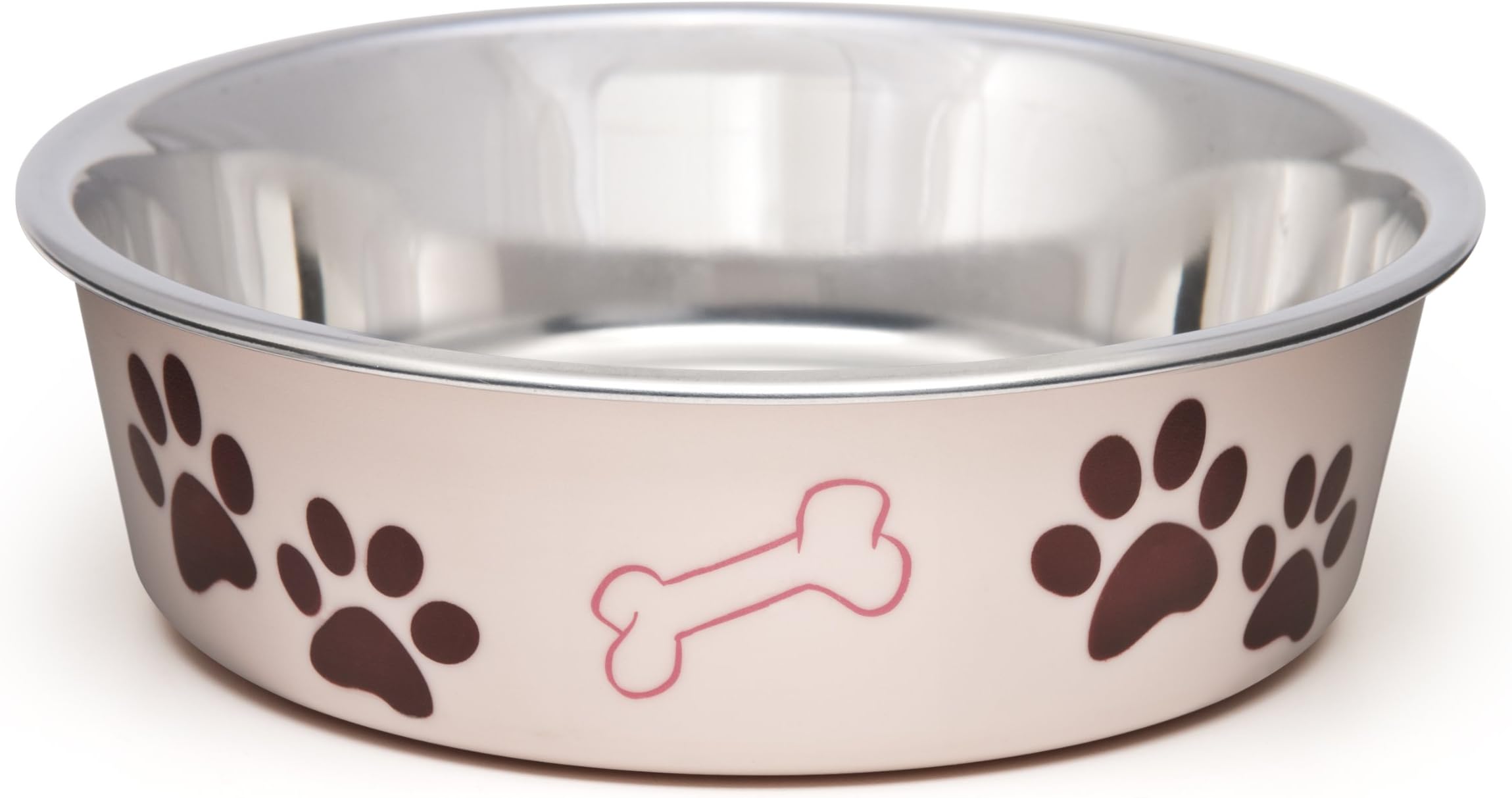 Loving Pets Stainless Steel Bella Dog Bowl Non-Slip Dishwasher Safe & Bacteria Resistant Metallic Pet Dish - Paparazzi Pink - Large (1.5 Litre)