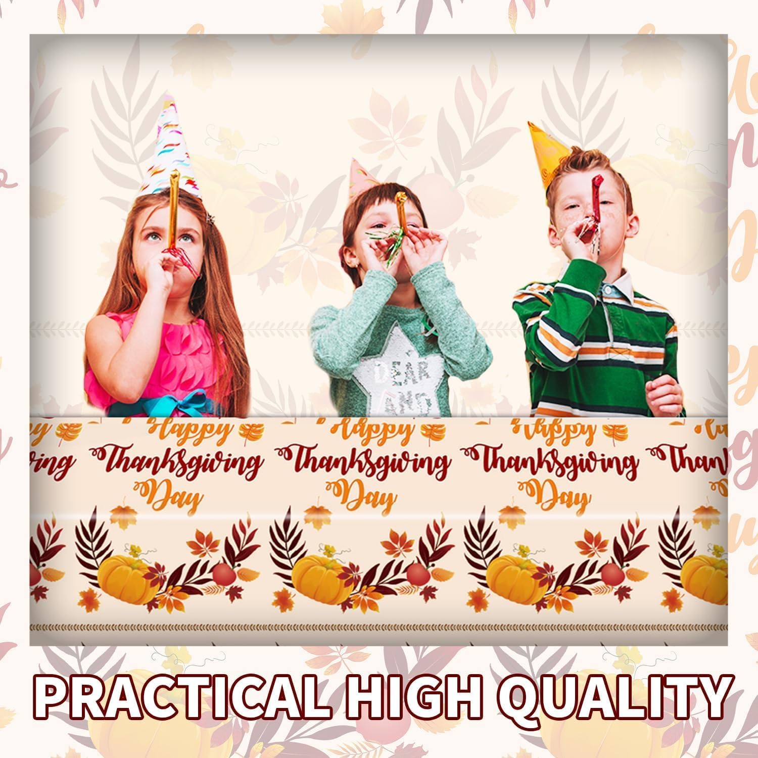 8PCS Thanksgiving Fall Tablecloth Disposable - 108" × 54", Fall Table Cloth Autumn Harvest Pumpkin Leaves Tablecover Plastic Rectangle Table Cover for Dinner Party Decor