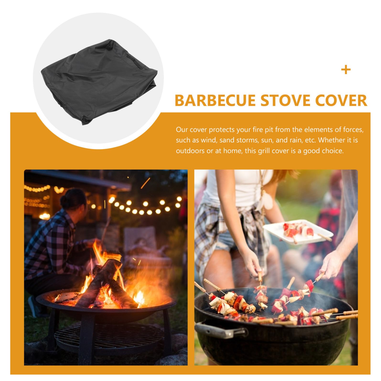 INOOMP Copertura Barbecue da Esterno Oxford Nero e Resistente All'usura, Protezione per Barbecue e Fornelli Durante Camping
