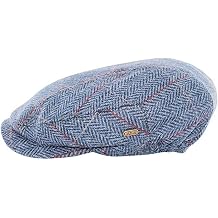 Mucros Weavers Mens Cap - Irish Tweed Flat Cap Made in Ireland Medium SKU Blue with Red Line