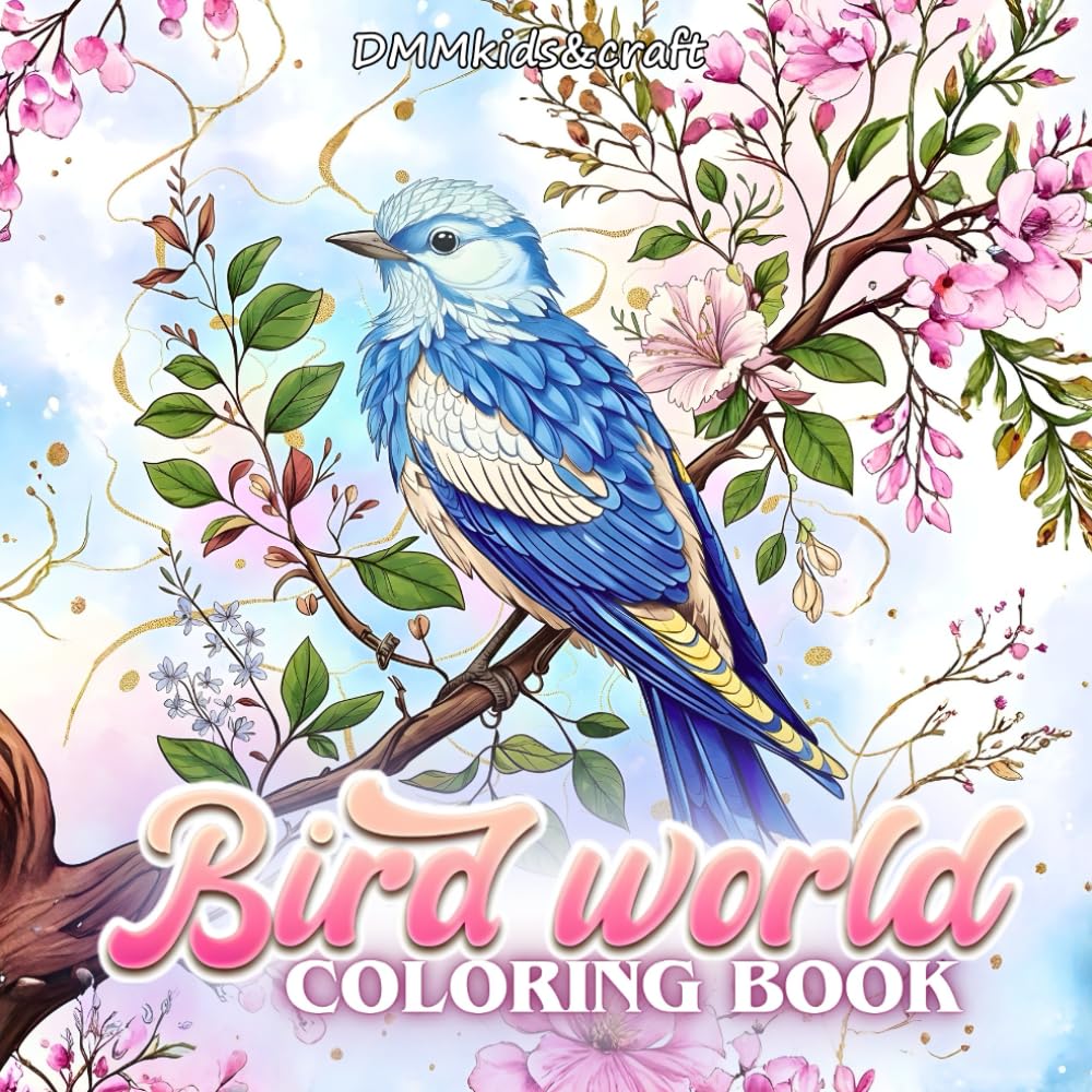 Bird world coloring book - Bird illustration - Birds coloring book: Adult coloring book - relax,stress relief and cozy coloring