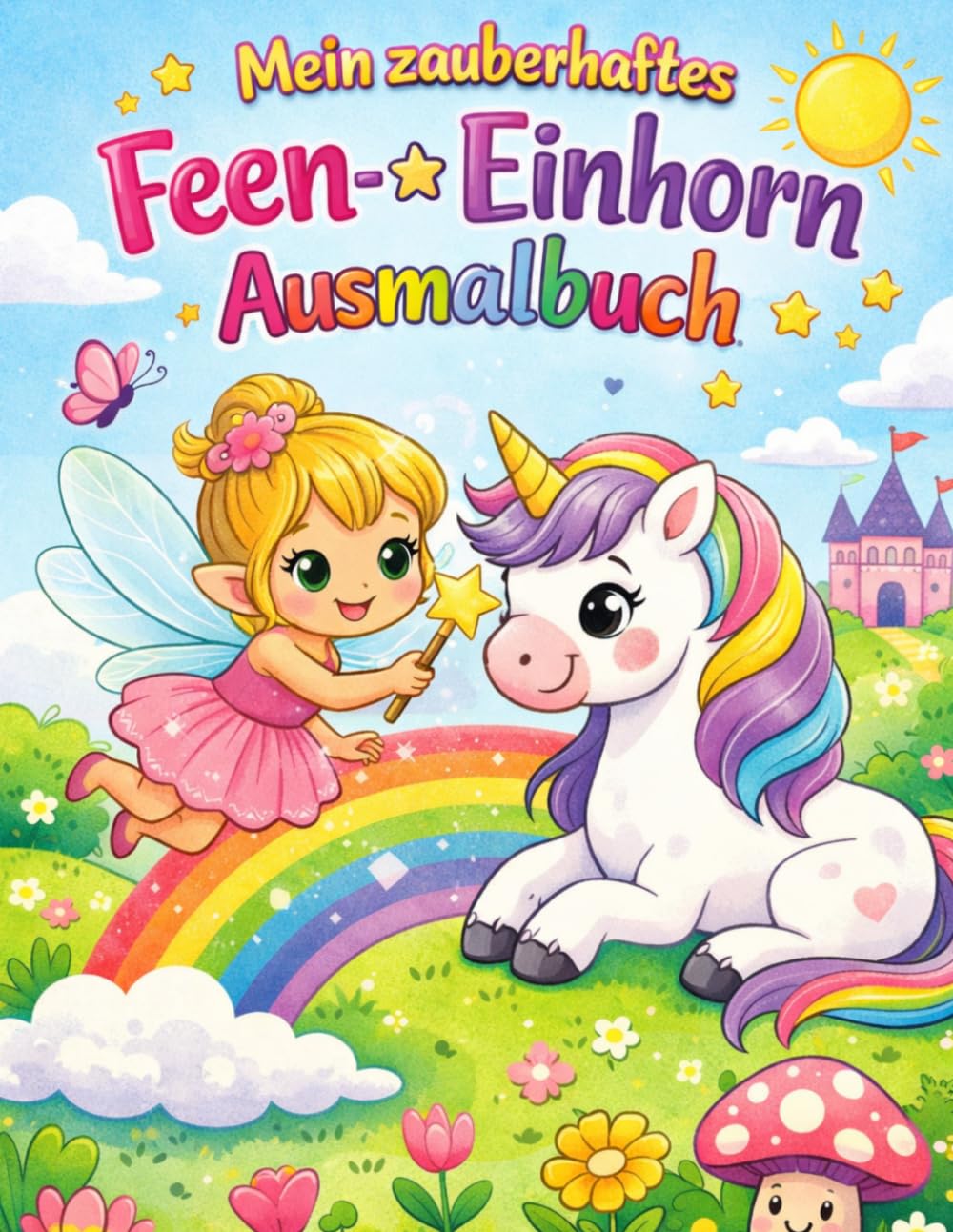 Mein zauberhaftes Feen- & Einhorn-Ausmalbuch für Kinder: Magische Ausmalbilder mit Feen, Einhörnern und Regenbögen – Einfach & Niedlich