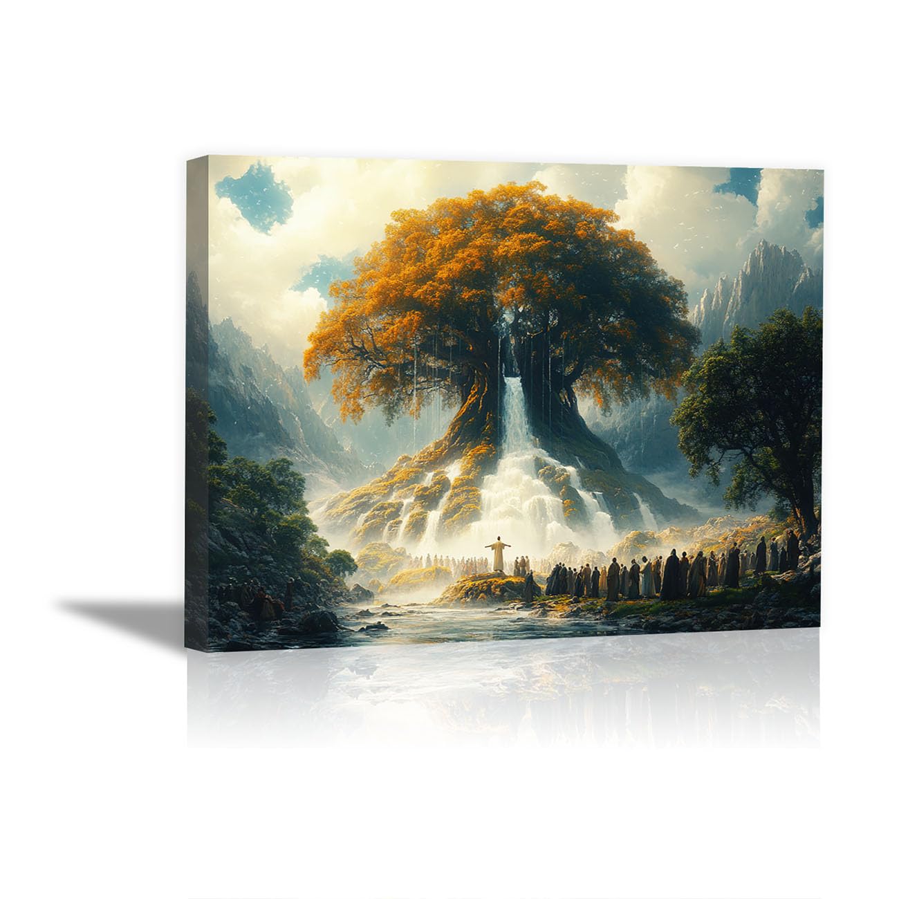 TODOAA Cuadro Arbol Abstracto Lienzo Nórdico Cuadros Paisaje de árboles naturales de otoño Decoracion Salon Lienzo, Dormitorios Para Comedor Oficina Pasillo Cocina Y Baño（verde-50x70cm Enmarcado