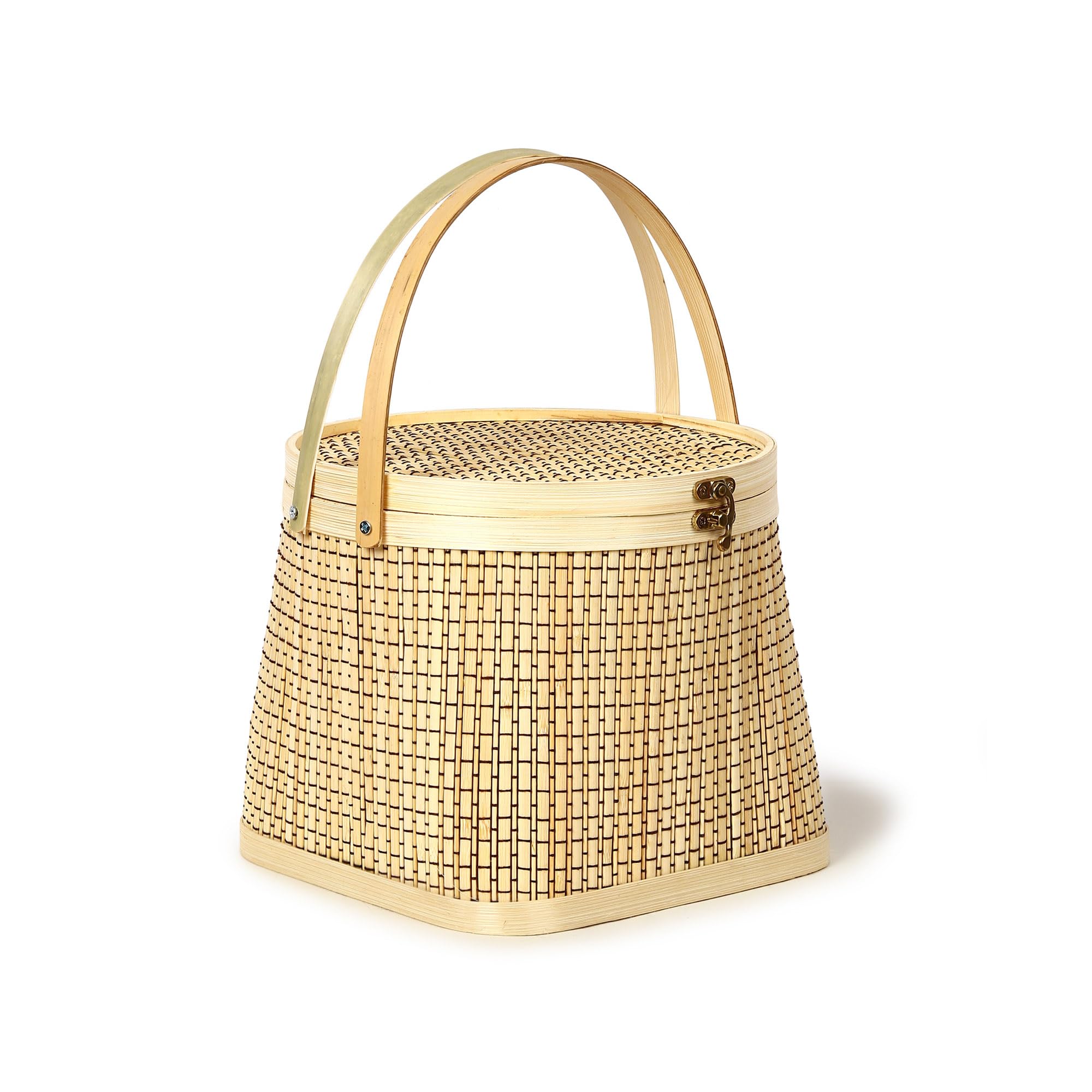 Habere India-All the Cultures Fabricating India Basket for Lunch | Wicker Modern Picnic Baskets | Bamboo Picnic Basket with Top Handle | Ideal for Outdoor Dining and Family Picnics (Beige) 3