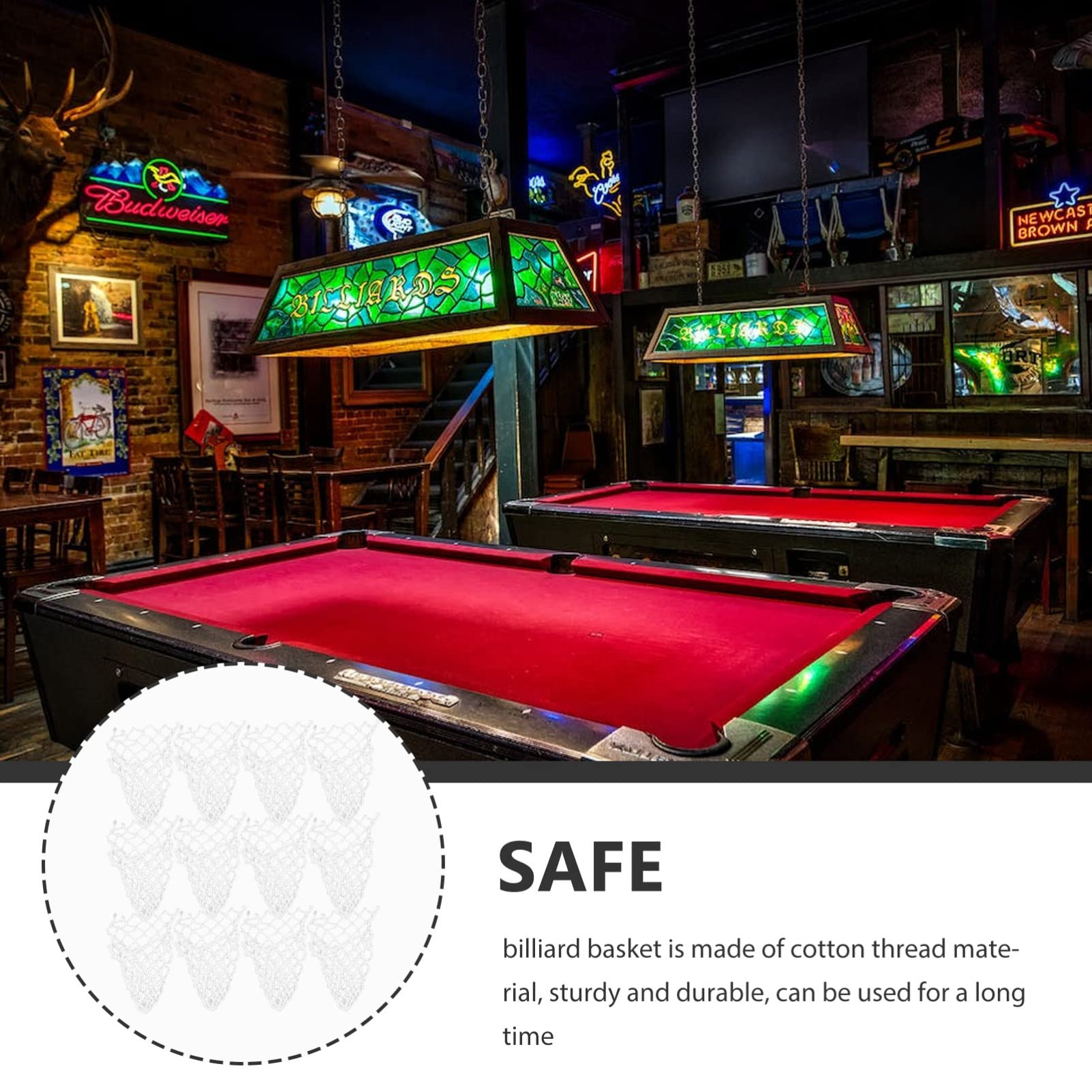 BESPORTBLE Pool Table Net 12pcs Replacement Pockets Billiard Net Bag Storage Holder Professional and Simple Design