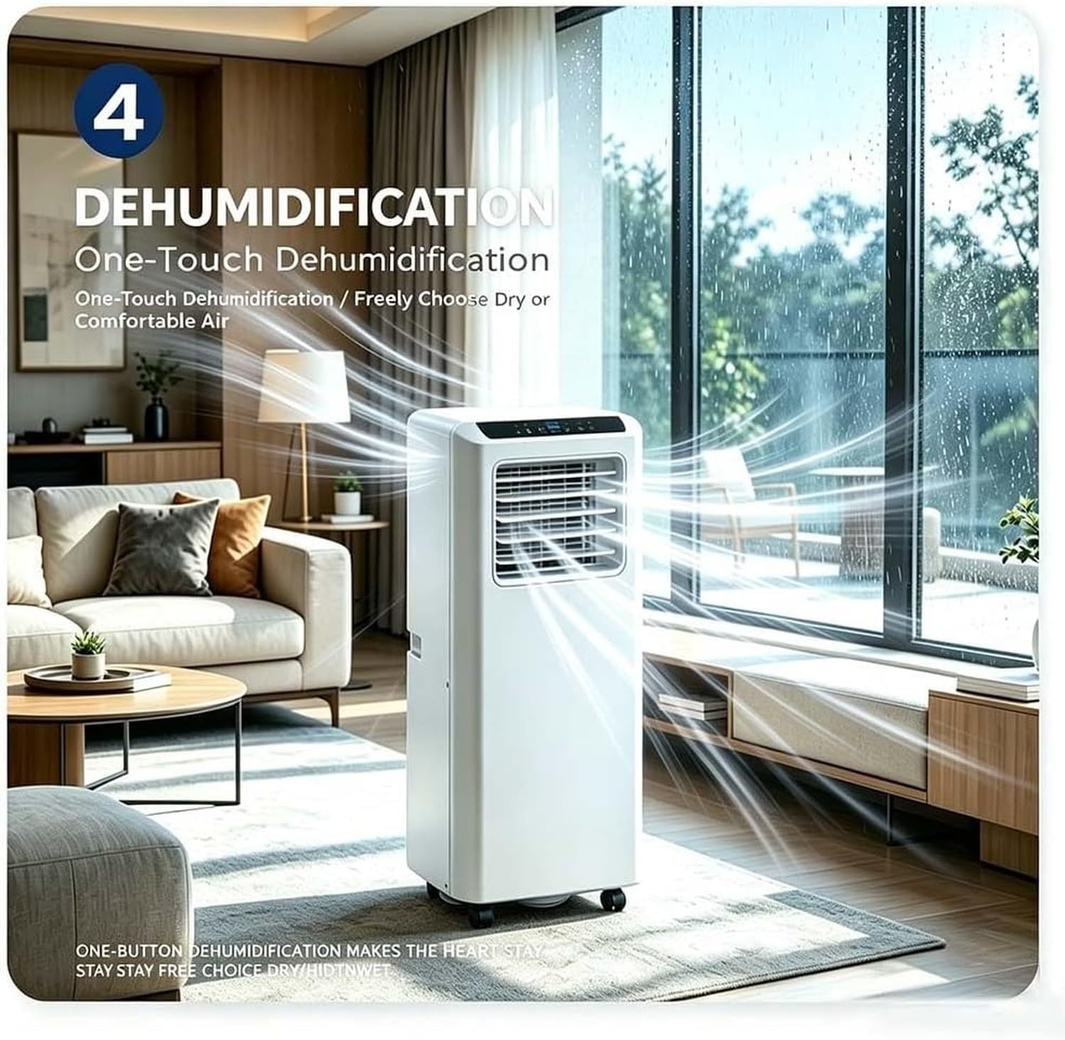 Climatizzatore Portatile 4-in-1, Condizionatore d’Aria Mobile con Inverter per Raffreddamento, Riscaldamento, Deumidificazione e Ventilazione, Pannello Intellig, Q5