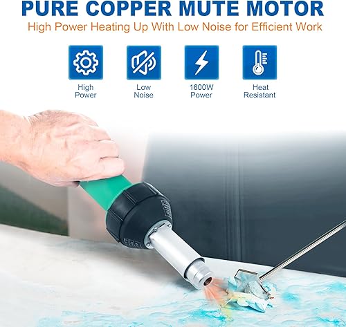 Miniatura 5 de Iglobalbuy Professional 110V 1600W Plastic Hot Air Welding Gun Hot Air Plastic Welder Torch Plastic Welding Gun Welder Pistol