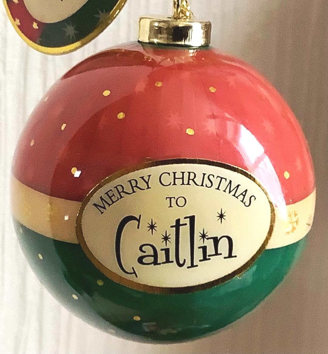 Personalised Name Bauble Christmas Xmas Tree Decoration (Caitlin)