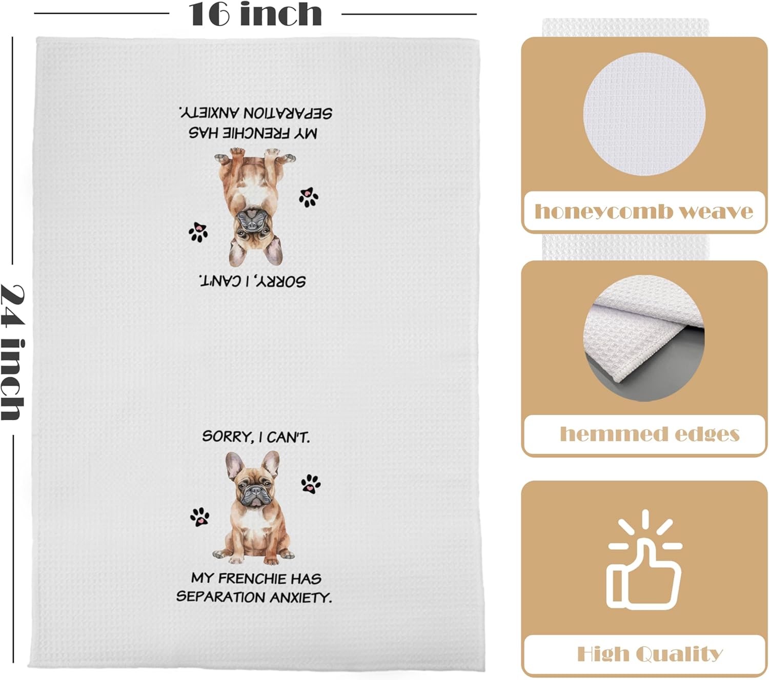 French Bulldog Gifts Kitchen Towels 16x24 Inch, Frenchie Mom Gift, French Bulldog Gifts for Women Dish Towels, Frenchie Decor Hand Towels for Bathroom - Image 5