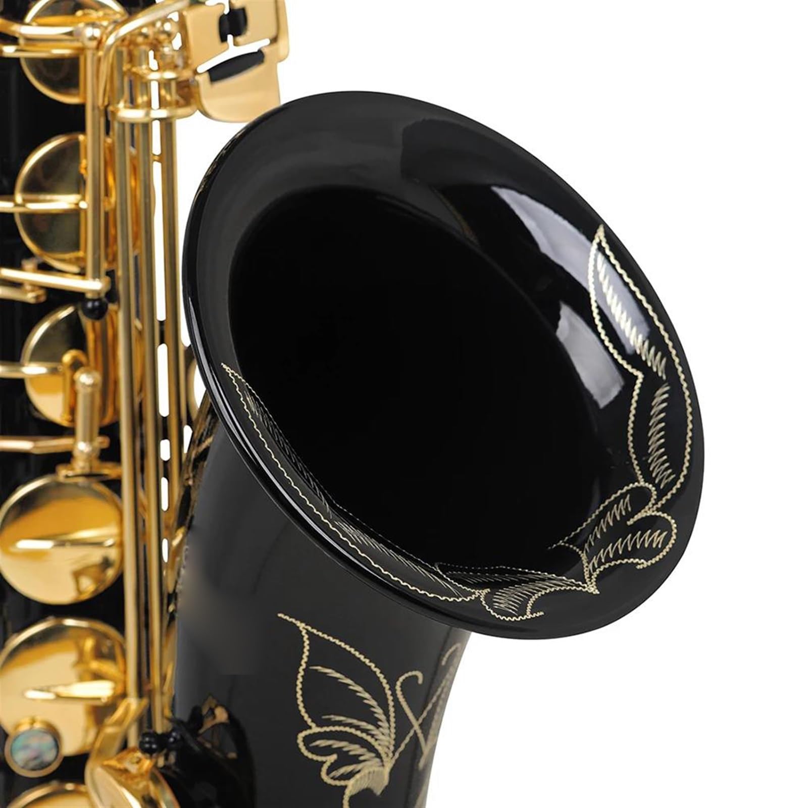 Saksofon Mosiężny Saksofon Tenorowy Profesjonalny Saksofon Bb Z Rękawiczką Materiałową Akcesoria Do Ustnika Z Trzciny (Color : Black)