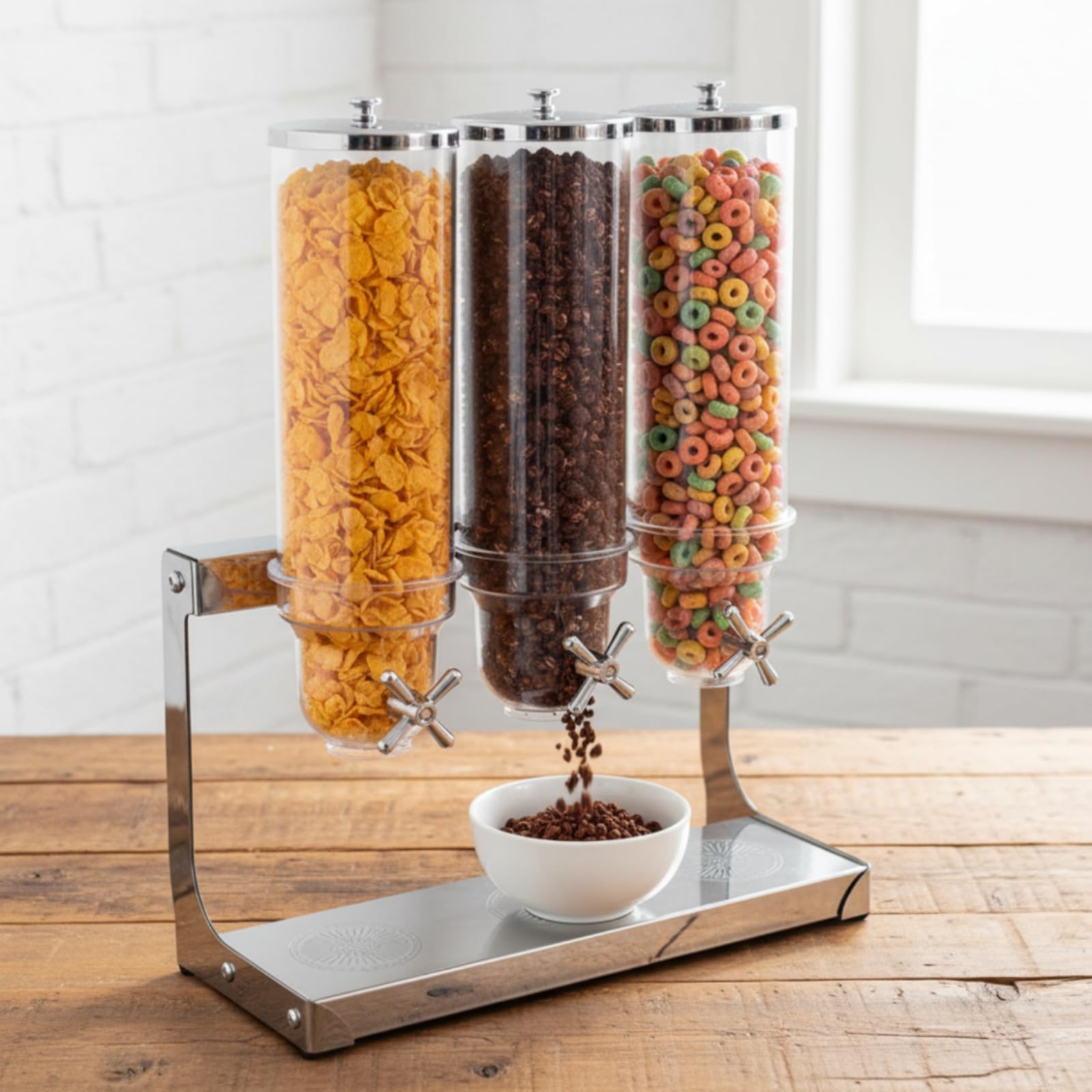 Máquina Dispensadora Cereales Tapa Sellada Dispensador Granos Cuerpo Transparente Dosificador Giratorio Grano para Bufé, Restaurante, Hotel