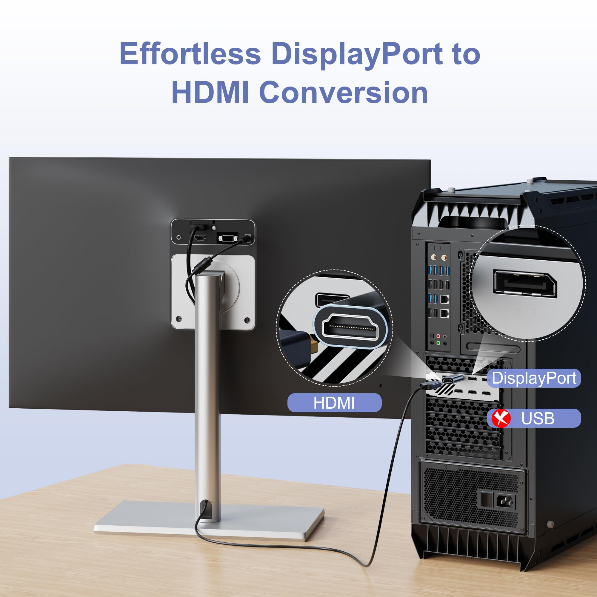 Cavo DisplayPort A HDMI 4K Unidirezionale Placcato Oro, 1 Metro, Per Lenovo, HP, ASUS, Dell, Connettività Affidabile