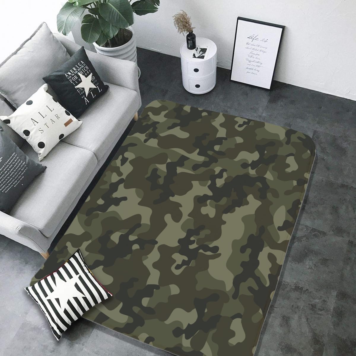 Amazon｜カーペット 迷彩柄 ラグマット 100×150cm 絨毯 フランネルラグ