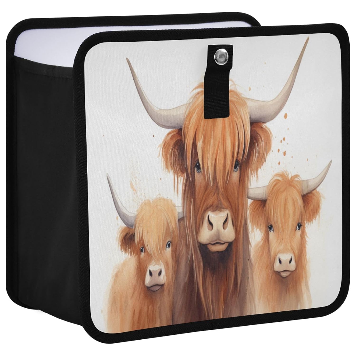 Car Trash Can Cute Animal Highland Cow Foldable Hanging Car Trash Bag Bin Auto Garbage Can Leak-Proof(Large)